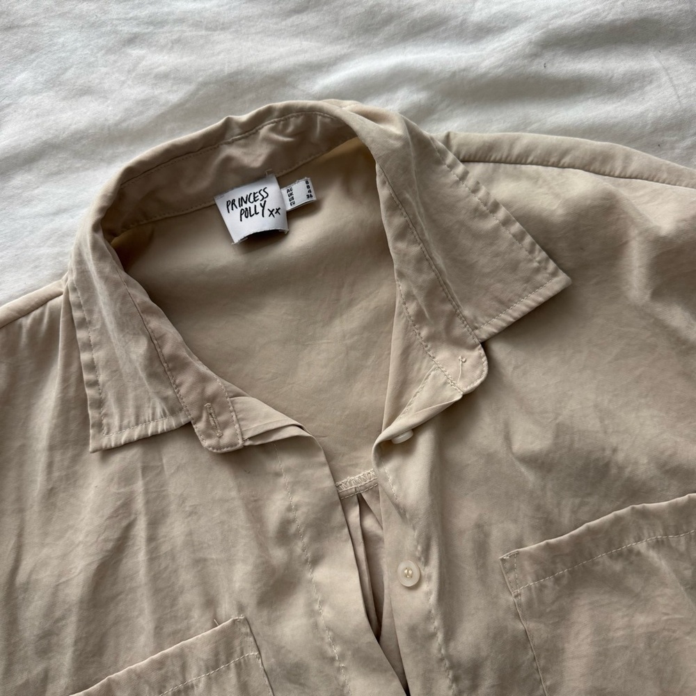Princess Polly Beige Button-Up Shirt